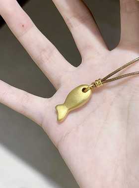 小鱼饼干项链国风简约小众感小众百搭秋冬设计感毛衣吊坠项链金色