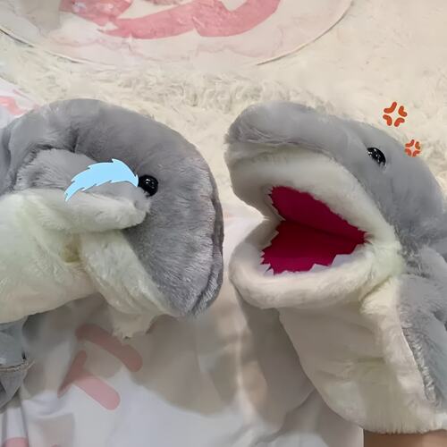 小鲨鱼手偶手套玩偶毛绒玩具男孩女孩网红生日礼物学生互动送孩子 - 图2