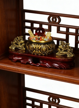 中式复古聚宝盆聚财纳福摆件