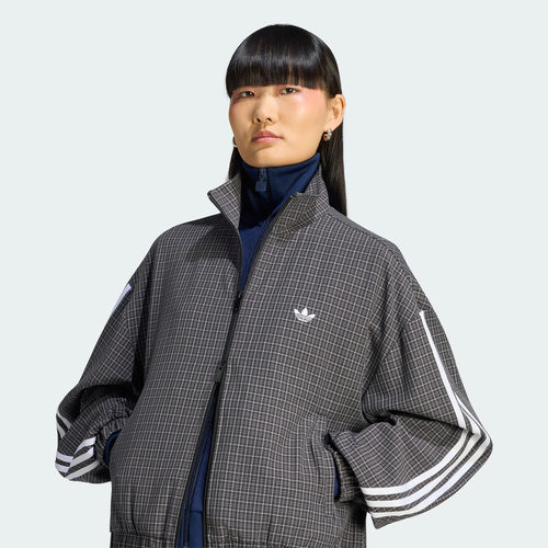 adidas阿迪达斯三叶草女子复古条纹双拉链休闲外套格子上衣LD5339 - 图2