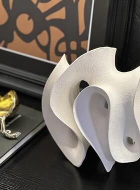 现代艺术白色律动几何波浪漫摆件软装饰品样板间客厅茶几书房摆设