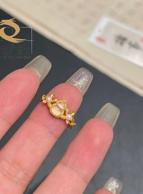 新中式豆蔻粉葫芦女小众设计高级感手链精致时尚百搭福禄戒指