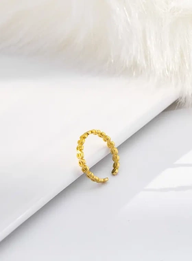 s925银韩版金钱戒指女简约冷淡风轻奢小众精致食指开口指环