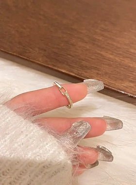 开口戒指小众高级轻奢设计感双排气质可调节食指戒指环少儿戒指