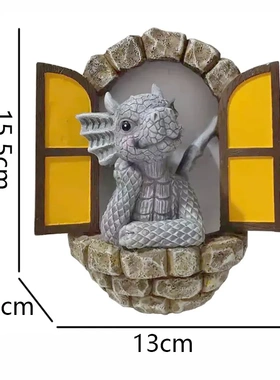 新款可爱小龙雕像门窗树脂工艺品卡通动物雕像花园装饰挂件