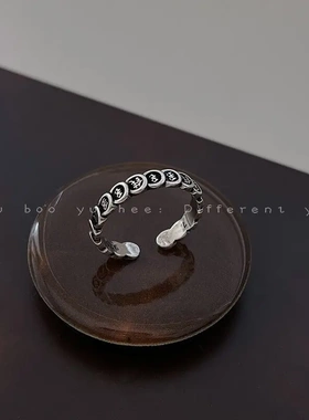 韩版复古做旧招财转运钱多多戒指女小众时尚ins网红潮指环男