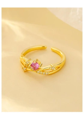 紫色锆石交叉星轨戒指女小众独特设计2025年新款爆款高级感食指戒