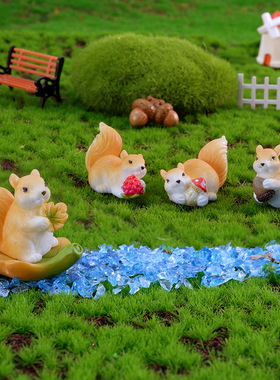 松鼠 微景观树脂工艺品巴西木跨境盆栽装饰摆件小动物微观DIY造景