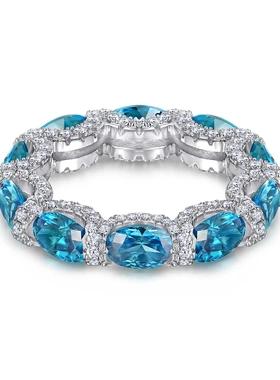 s925银戒指純銀高碳钻宝石女水晶轻奢高级感排钻纯银排戒