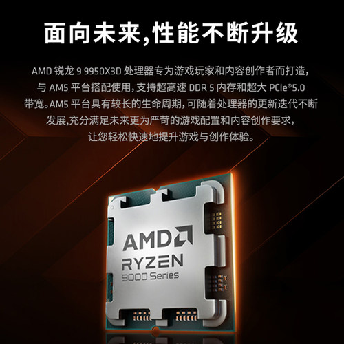AMD锐龙R9 9950X3D盒装+华硕微星B850M/X870电脑游戏主板CPU套装 - 图0