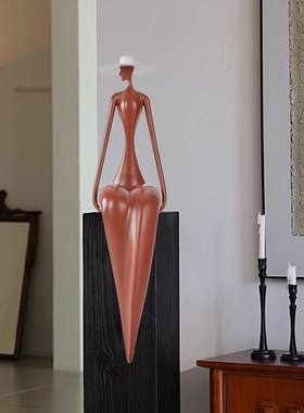 侘寂风意式人物坐姿o艺术摆件客厅入户玄关隔断柜酒柜电视柜装饰