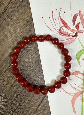 女士正品南红玛瑙手串单圈红色天然玉石玉髓手链真品喜庆正红手饰
