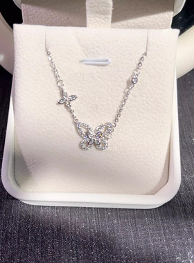 S925纯银蝴蝶项链女轻奢小众