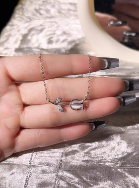 纯银郁金香项链女轻奢小众