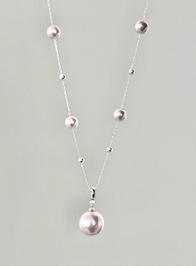 法式轻奢高级感清新甜美曼塔玫瑰色珍珠吊坠项链颈链锁骨链女