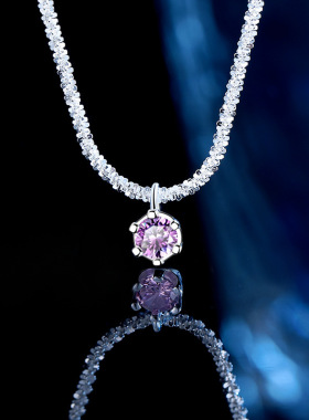 s925纯银项链莫桑石吊坠轻奢波光粼粼锁骨链情人节礼物送女友