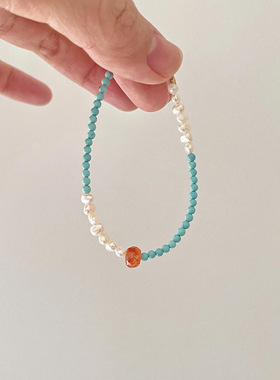 天然巴洛克串珠手链女2025新款爆款轻奢小众 精致绿松石手饰