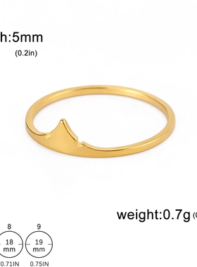 饰品个性极简风切割不锈钢小山丘戒指女生指环节日礼物