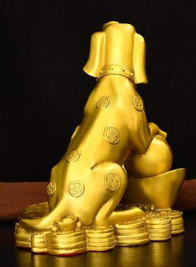 纯黄铜狗摆件西北缺角生肖狗补角坐地生财家居客厅看门狗工艺品