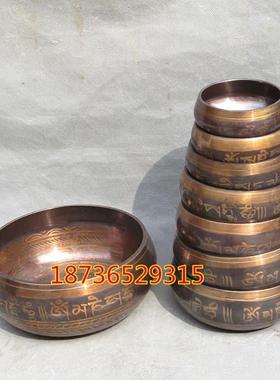纯黄铜紫金钵钵盂瑜伽钵佛梵音碗铜磬风水铜器佛堂用品工艺品摆件