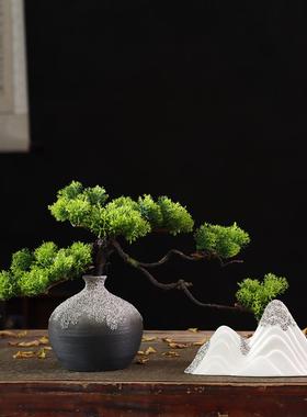 新中式侘寂风创意白色花瓶仿真花轻奢高端花卉电视柜餐桌装饰摆设