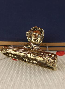 纯黄铜青年主席铜像小号半身像长沙橘子洲头铜塑车载中控台摆件