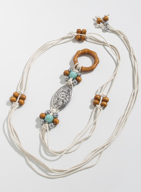 编织木珠腰绳自然度假风腰绳