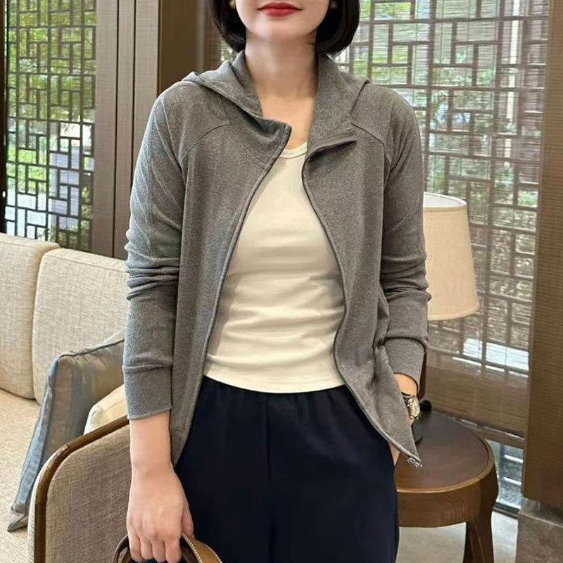 推荐连帽卫衣女春秋薄款2025年新款休闲运动开衫韩版时尚长袖上衣 - 图2