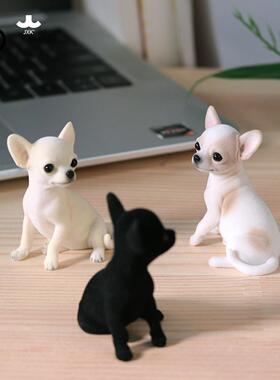 Jxk蜂拥吉娃娃模型迷你动物人造狗娃娃手工制作办公车装饰礼品