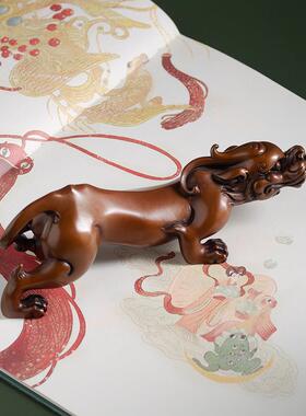 铜皮绣饰品镇纸笔筒吉祥兽龙车铜工艺品客厅红酒架家居饰品