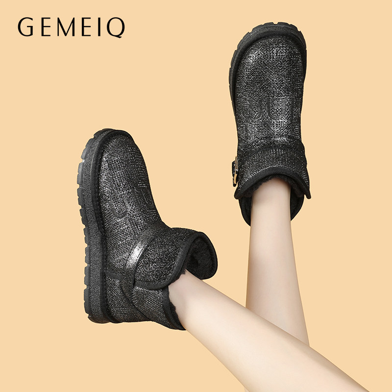 戈美其雪地靴冬季加绒加厚棉靴经典套筒短靴外穿保暖防水短筒女靴,淘宝优惠券,粉丝福利购,淘宝优惠卷