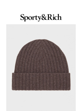[秋冬新品]Sporty&Rich 男女同款简约舒适70%羊绒针织帽毛线帽