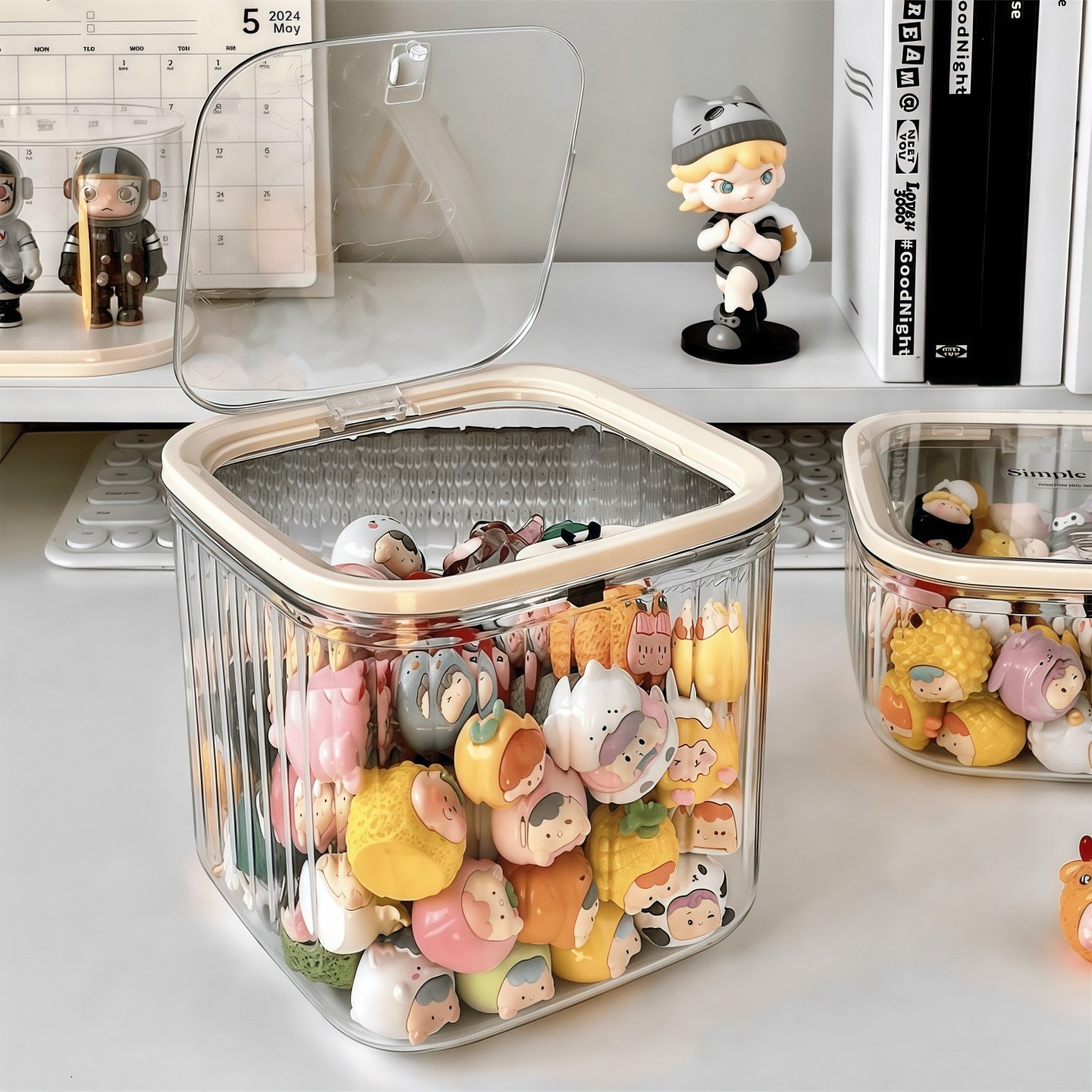 可爱小萌粒收纳盒透明迷你食玩盲盒积分卡罐子桌面摆件发饰展示架,淘宝优惠券,粉丝福利购,淘宝优惠卷