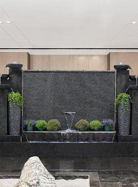 客厅庭院石头水幕墙景观假山流水喷泉装饰景观造景墙影壁墙大摆件