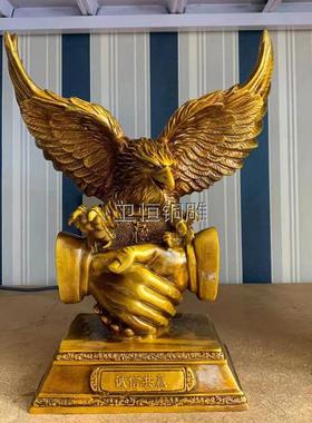 纯铜长城鹰 大展宏图铜鹰 拼搏鹰家居摆件创意摆件铸造铸铜鹰
