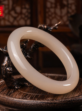金玉良缘【桃花】色标浓藕粉高冰和田玉手镯传承玉镯正圈手镯