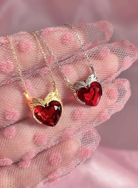 欧美绯红女巫sarletwith爱心锆石项链不锈钢镀18k真金毛衣链