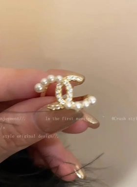 珍珠锆石开口戒指女小众设计感高级食指戒ins时尚个性指环