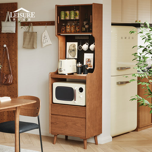 莱舍实木餐边柜小户型高柜靠墙一体厨房储物柜置物柜窄边型收纳柜 - 图2