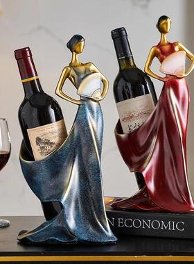 红酒架摆件轻奢高档展示柜酒柜装饰品酒瓶架子客厅置物柜家用大气