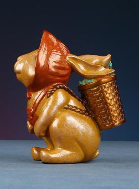 彩铜《小红帽》萝卜兔家居玄关客厅生日礼品摆件