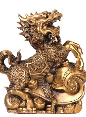 杨铜记 铜麒麟 钱袋麒麟 工艺品家居办公室摆件 如意麒麟