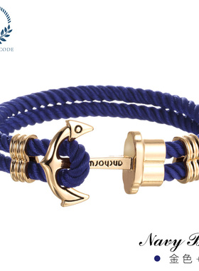 海军船锚手链时尚简约情侣欧美街头复古手绳潮流男士手环手表配饰