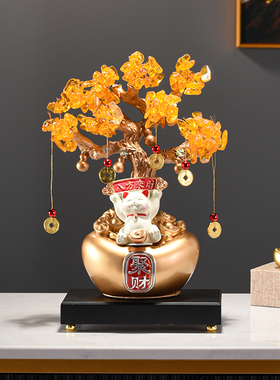 财源广进发财树招财猫摆件