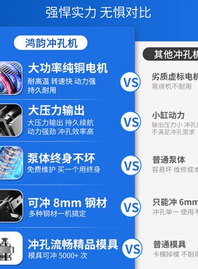 电动液压冲孔机角铁角钢冲孔器手提式小型槽钢不锈钢光伏钻孔神器