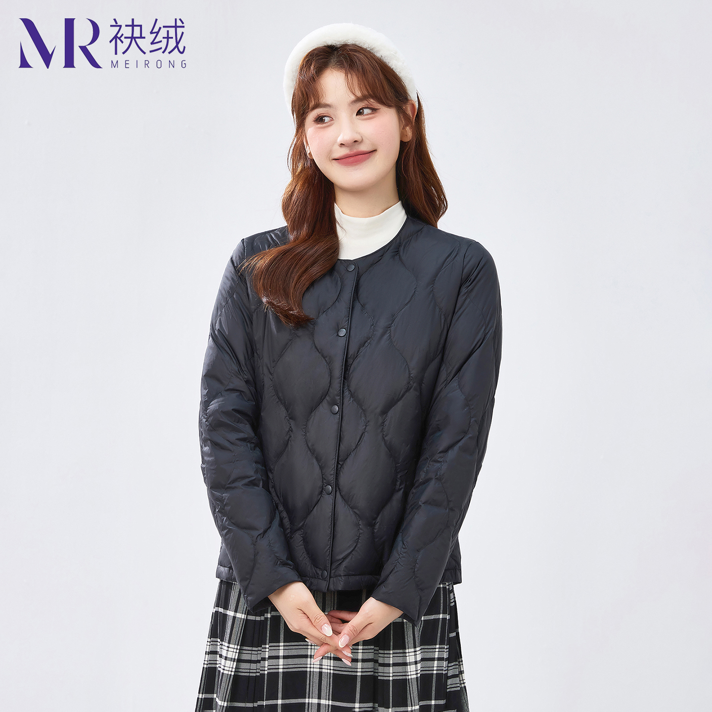 袂绒轻薄羽绒服女内胆外穿2025新款短款菱形格薄羽绒秋冬保暖外套