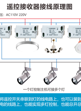 遥控开关无线遥控220V伏家用智能远程控制器电源灯具免布线开关