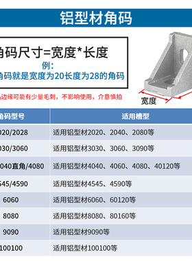 铝型材角码直角90度型材固定件配件框架连接件角件2020/3030/4040