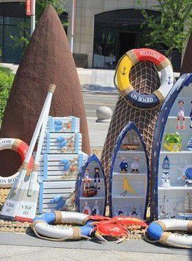 地中海海洋风船型收纳柜家居装饰木质摆设儿童书房储物床头柜书柜