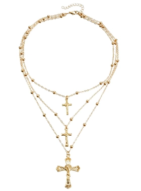 欧美饰品 复古十字架多层项饰项链女 时尚简约商务百搭锁骨链